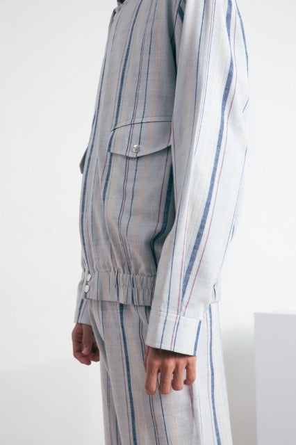 ストライプリネンジャケット