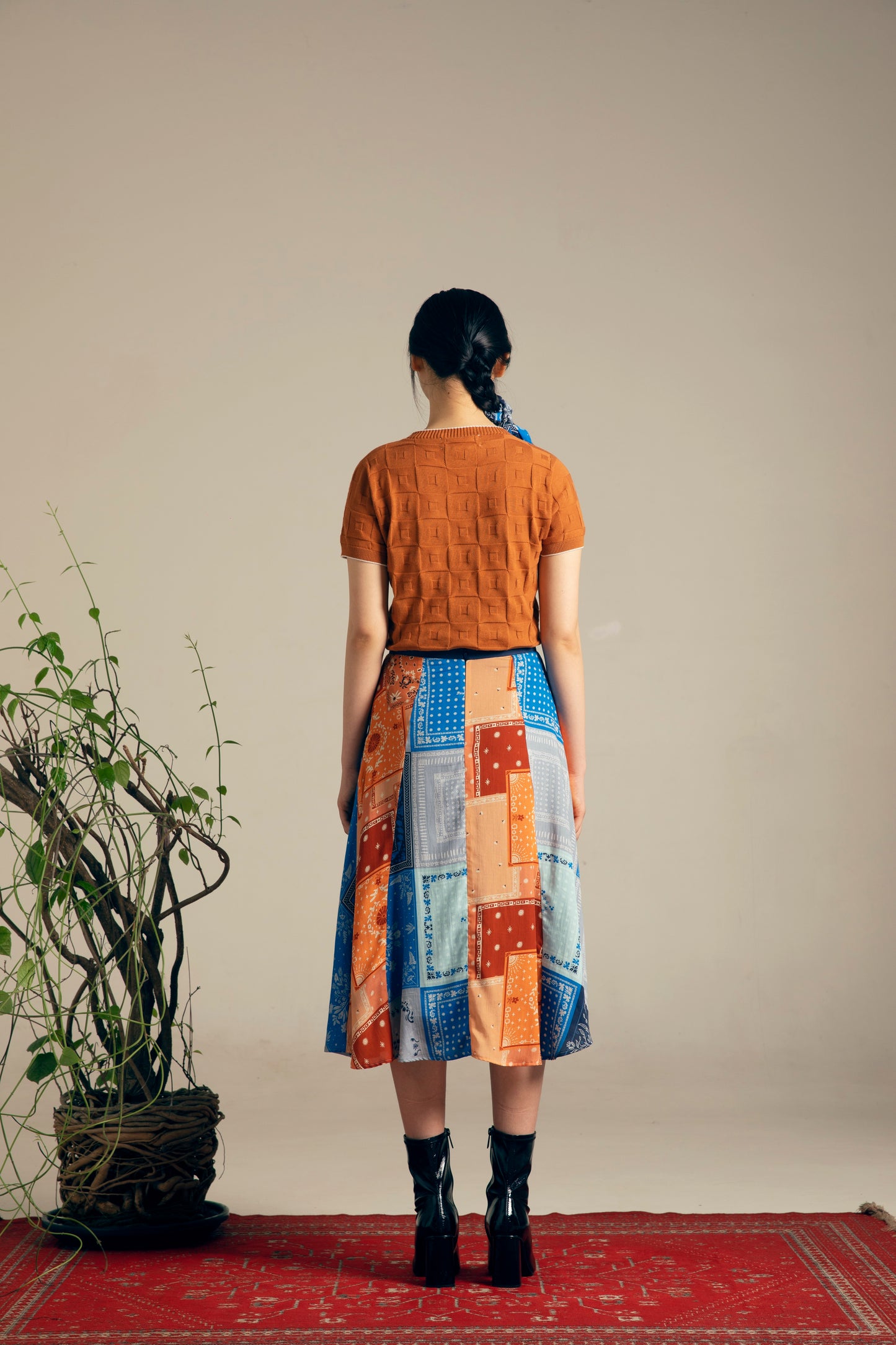 パッチワークAラインスカート