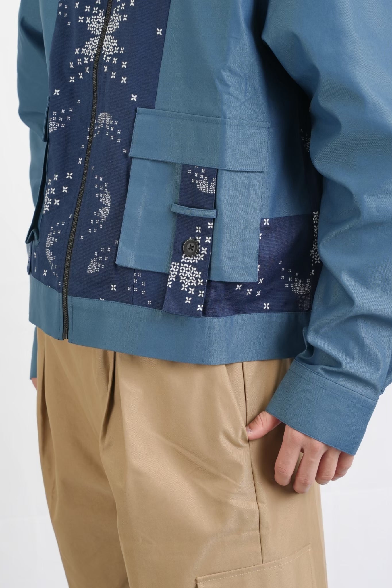 バティック柄ポケットチノジャケット(ネイビー)