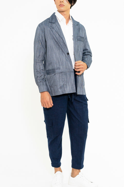 ブルーグレーストライプライトジャケット