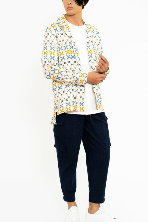 ジオメトリックプリント長袖シャツ