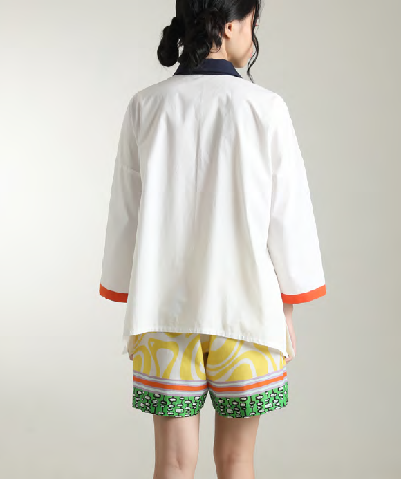 マルチカラー配色シャツ