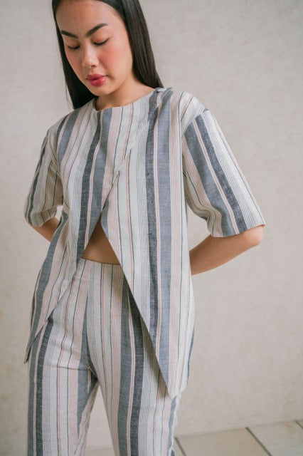 ストライプセンター切り替えトップス