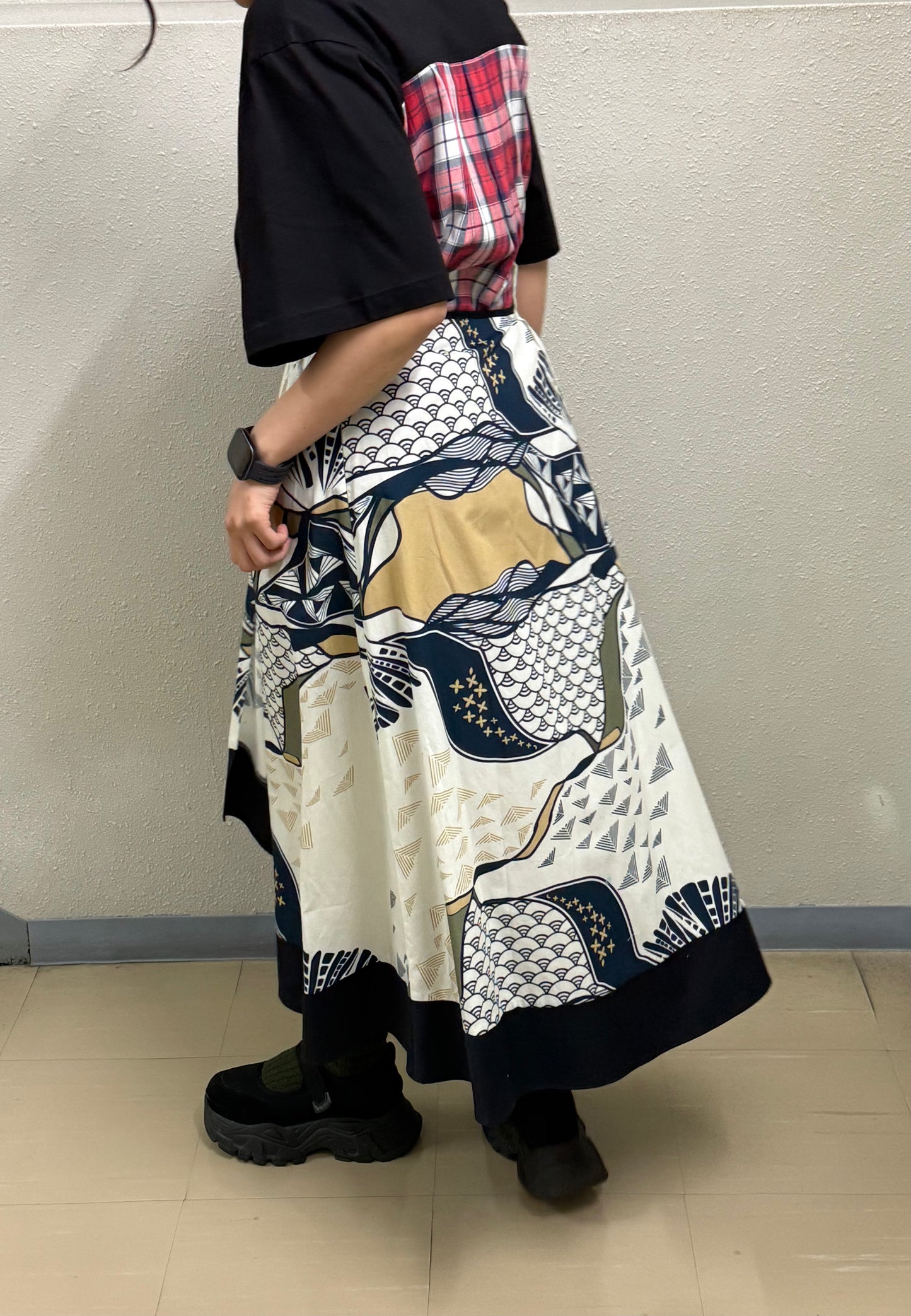 バティック柄レイヤードスカート