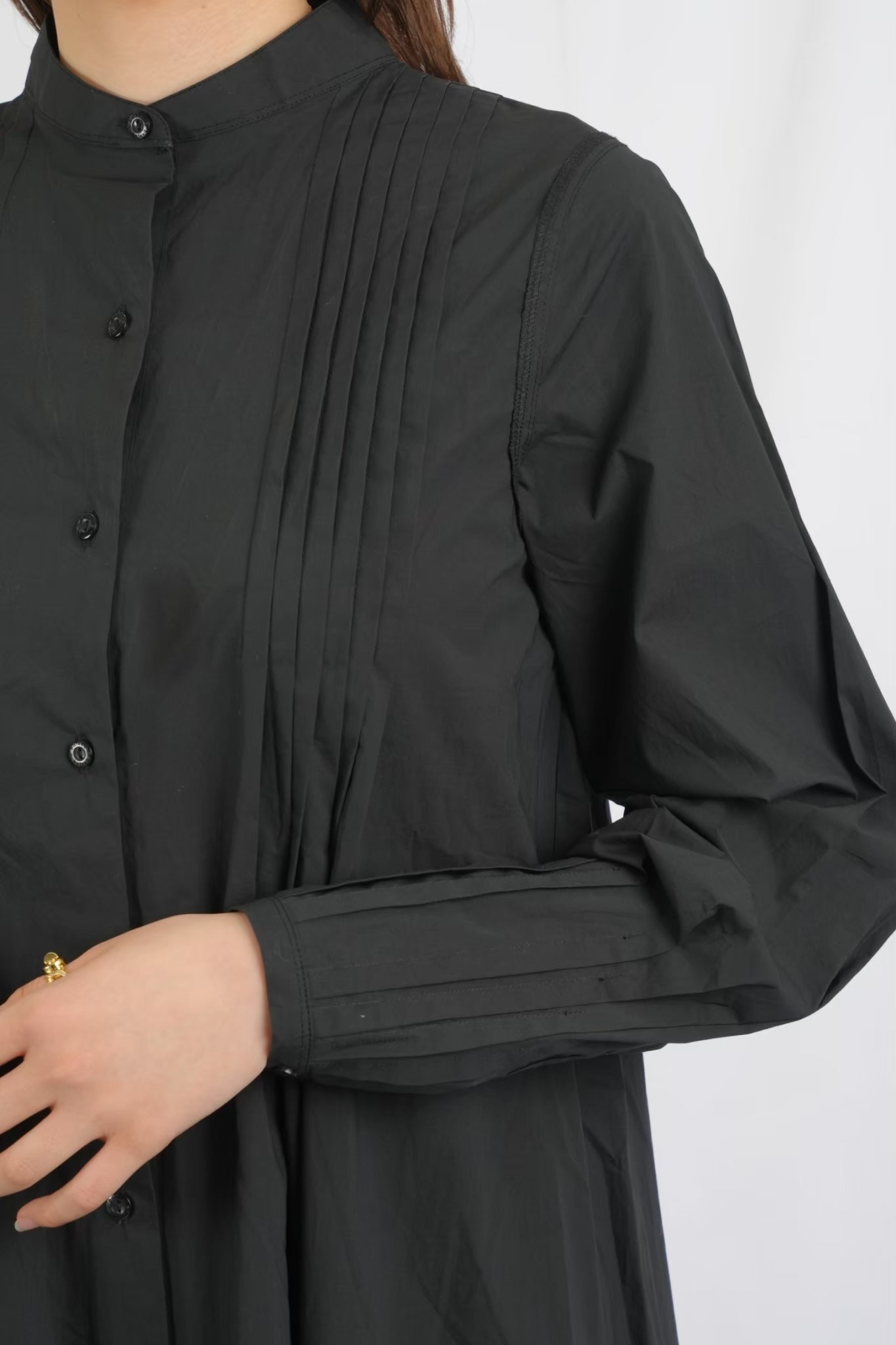 ボリュームスリーブタックシャツワンピ