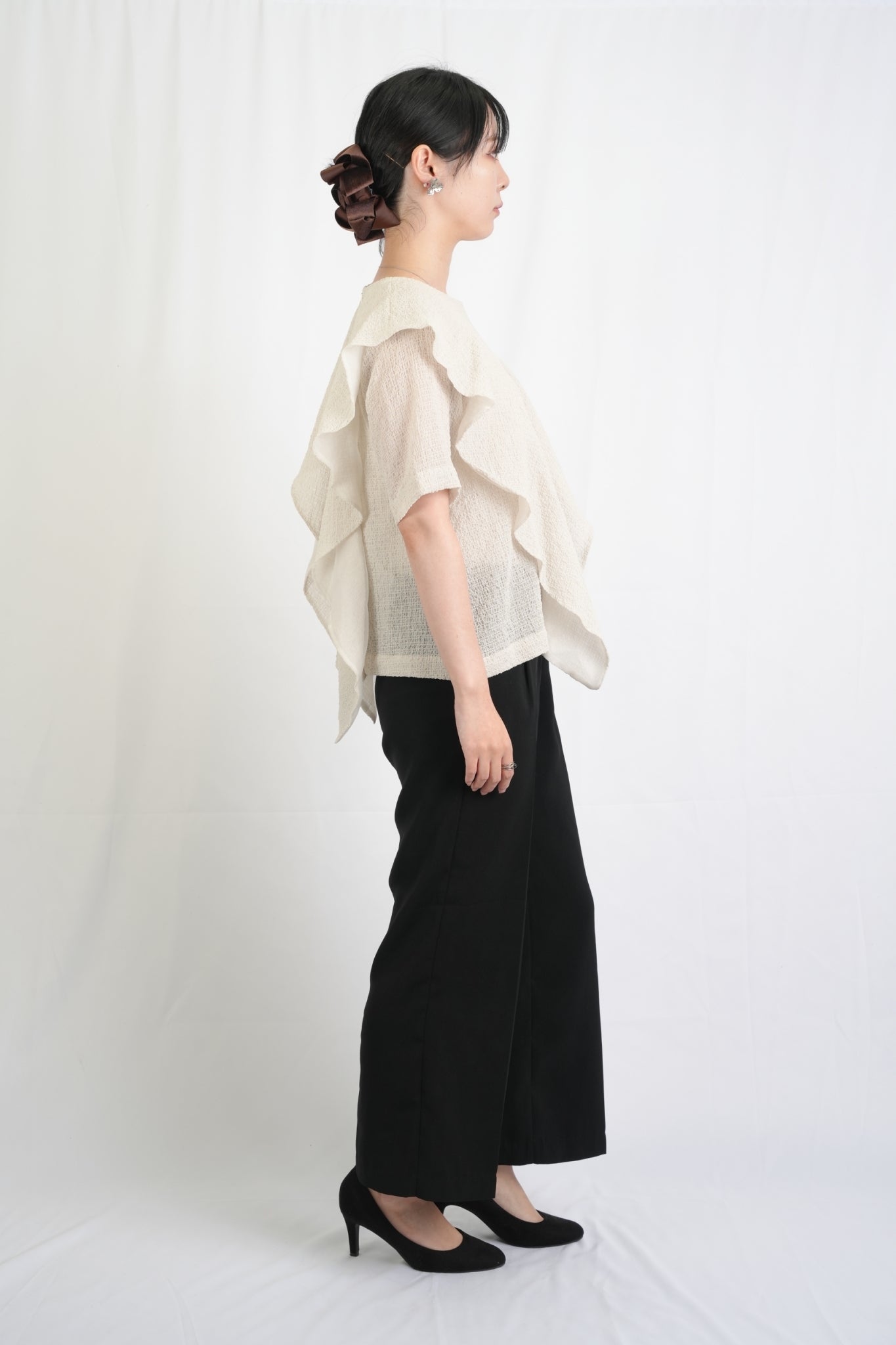 シフォンボリュームブラウス