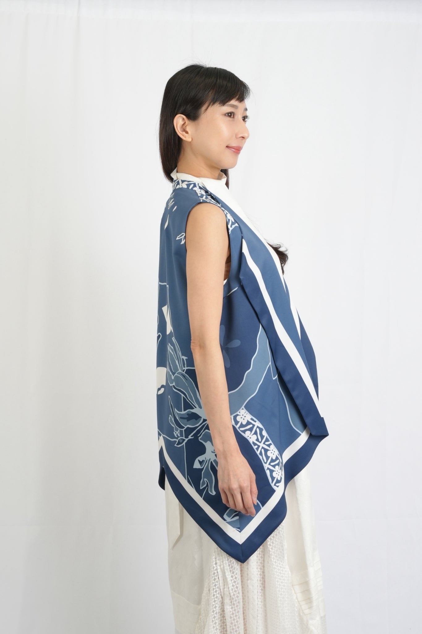 #07 ショートジレ フローラルブルー