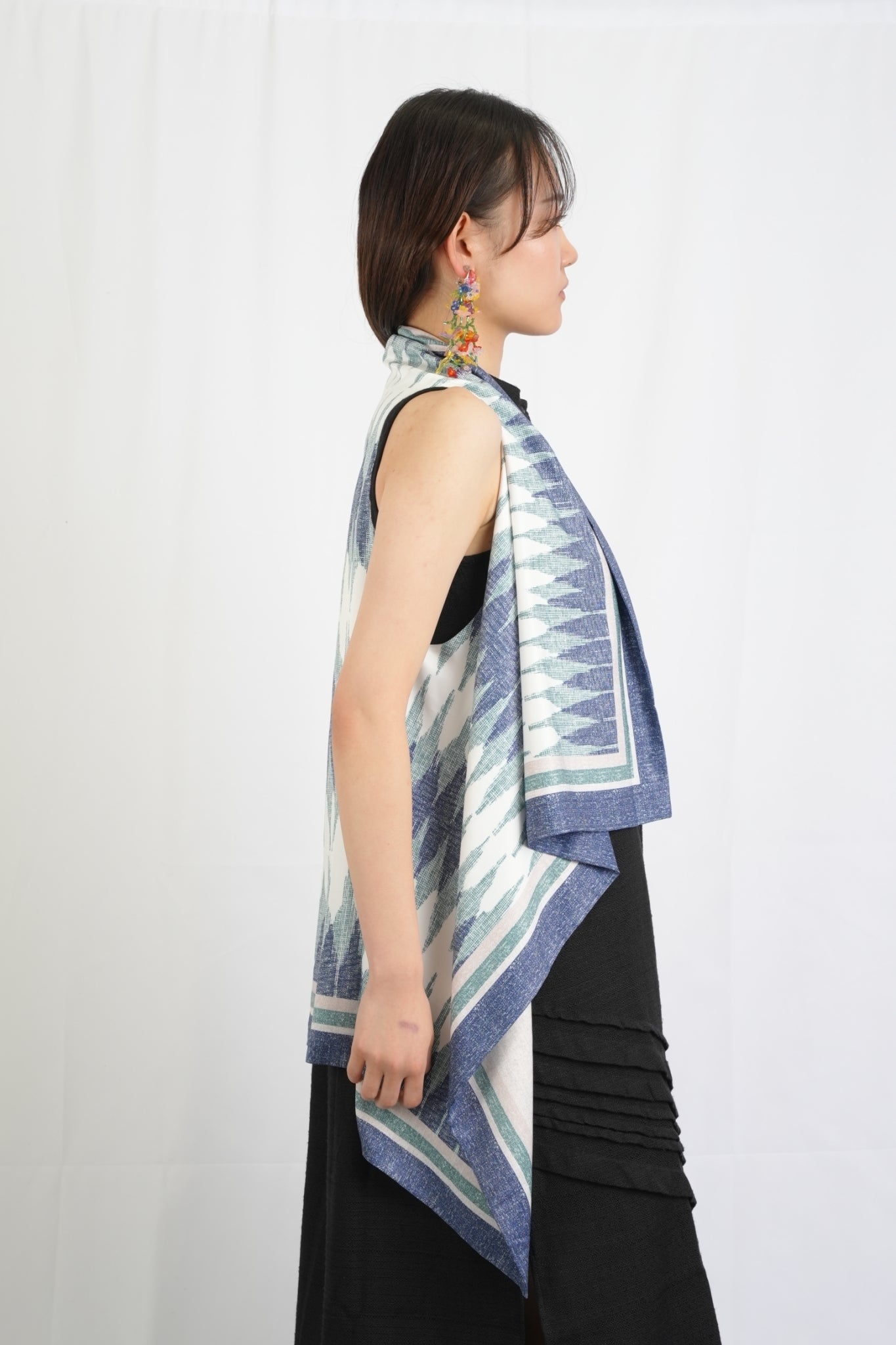 #05 ショートジレ ボーダーライトブルー