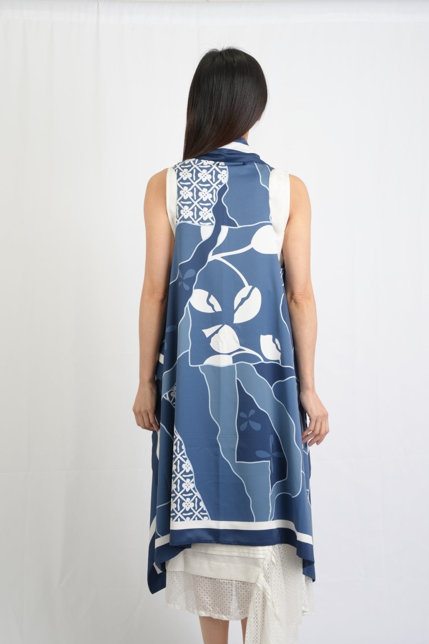 #07 ロングジレ フローラルブルー