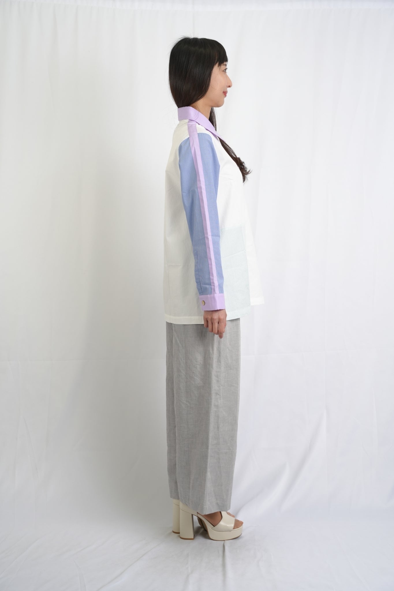 パッチワーク風シャツ