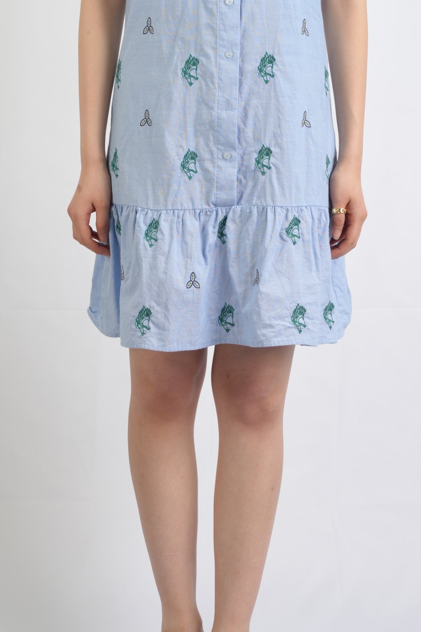 裾切り替えミニ丈シャツワンピース