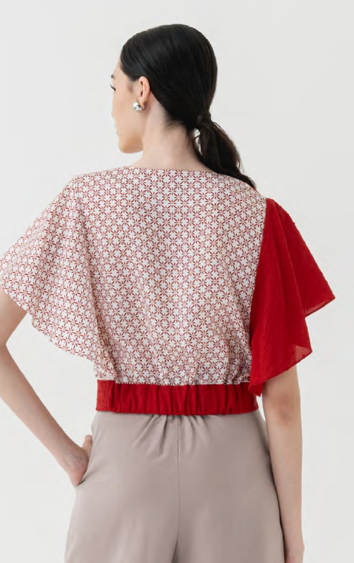 アシンメトリーデザインVネックトップス