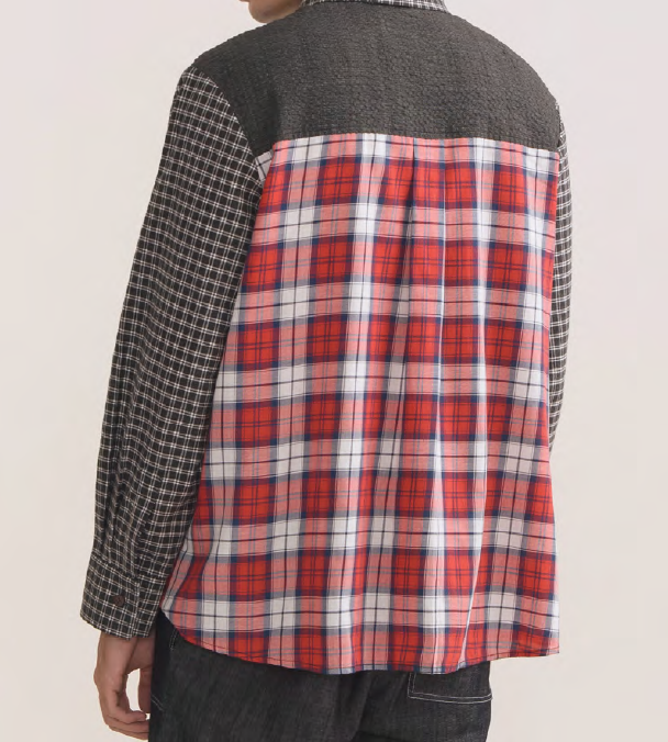 切り替えミックスチェックシャツ