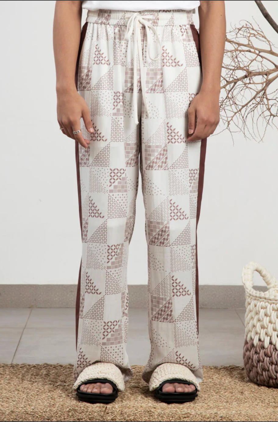 ルームウェア パッチワークプリントパンツ