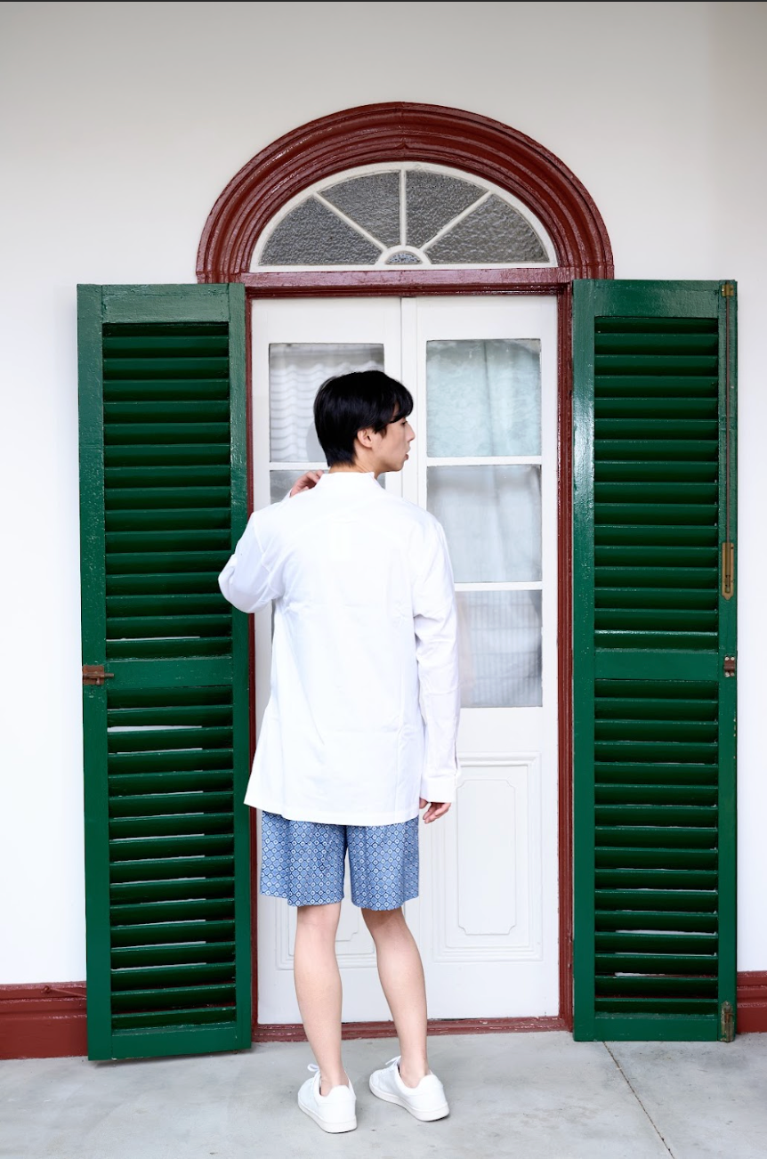 バティック柄ウエストベルトシャツ