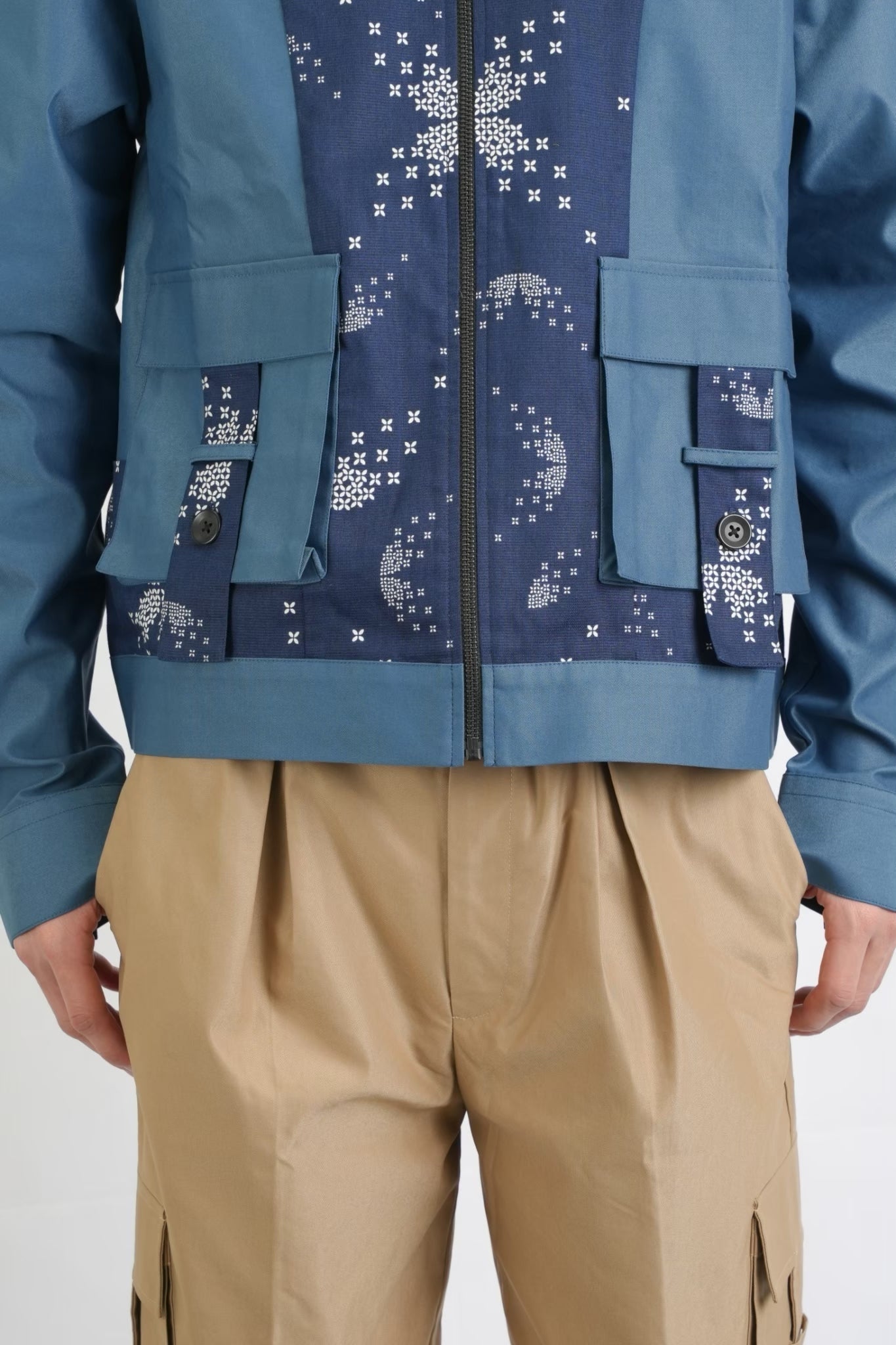 バティック柄ポケットチノジャケット(ネイビー)