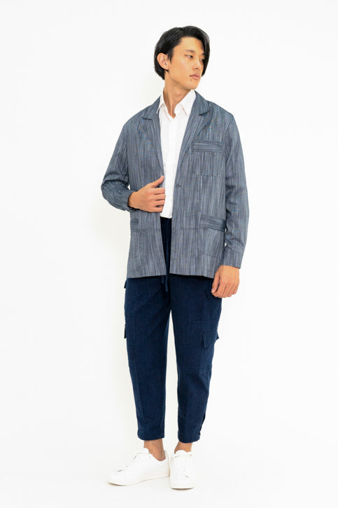 ブルーグレーストライプライトジャケット