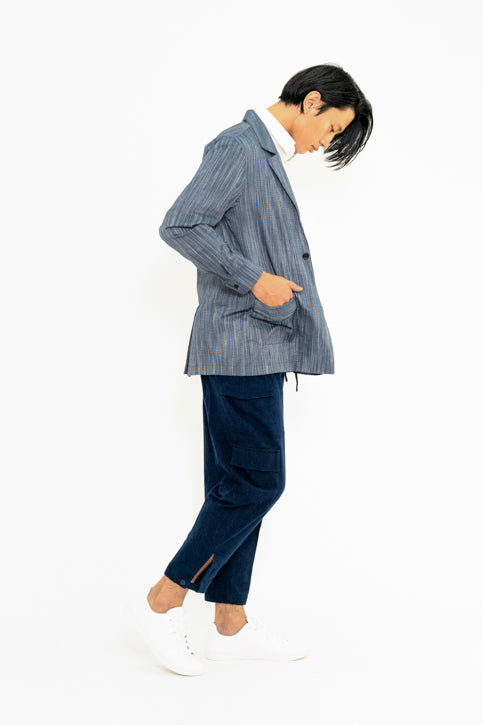 ブルーグレーストライプライトジャケット