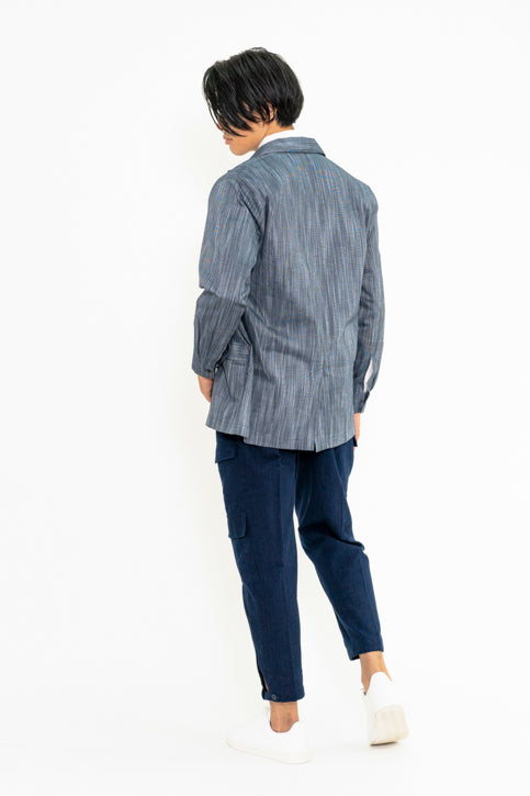 ブルーグレーストライプライトジャケット