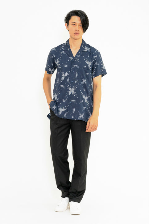 ドットテクスチャーオープンカラーシャツ