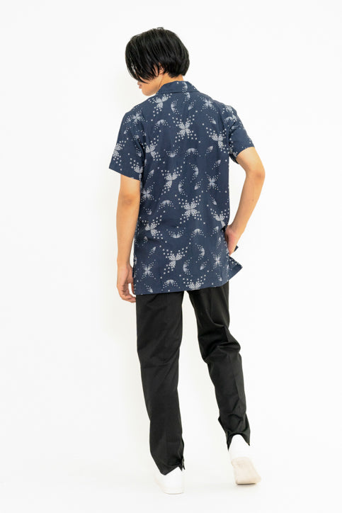 ドットテクスチャーオープンカラーシャツ