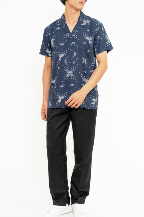 ドットテクスチャーオープンカラーシャツ