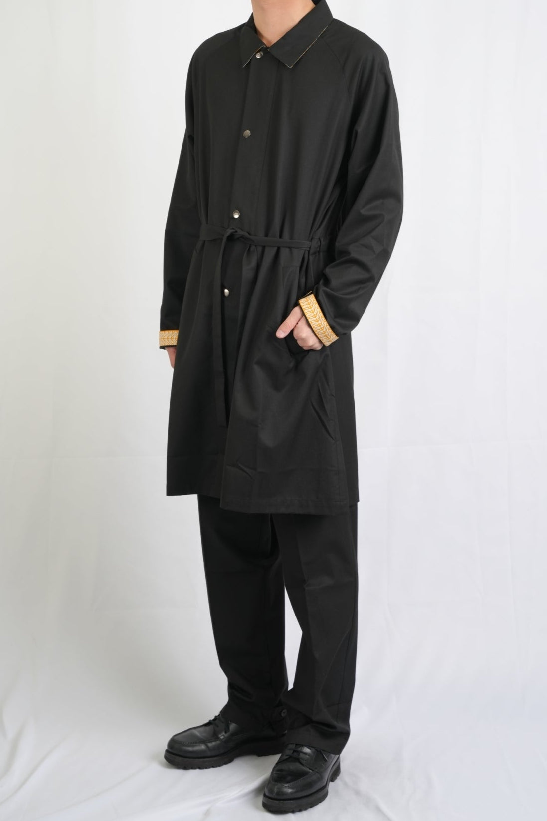ワンポイントカフ ロングシャツコート