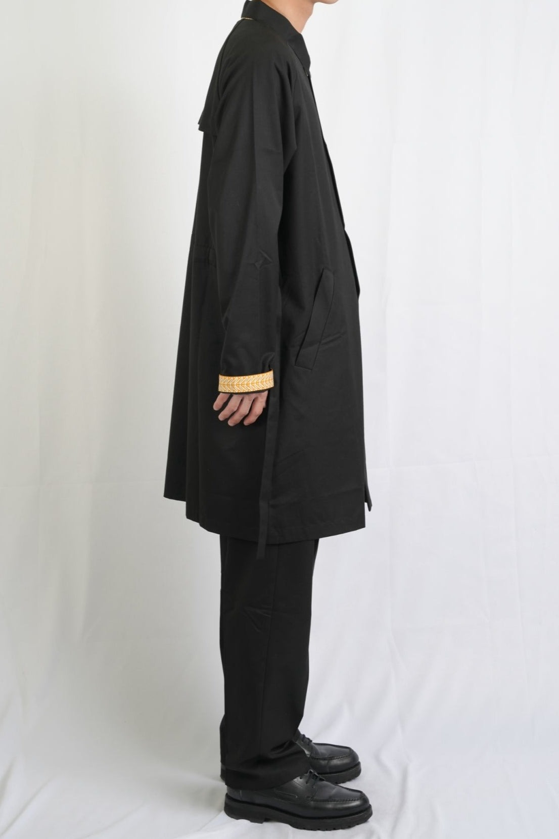 ワンポイントカフ ロングシャツコート