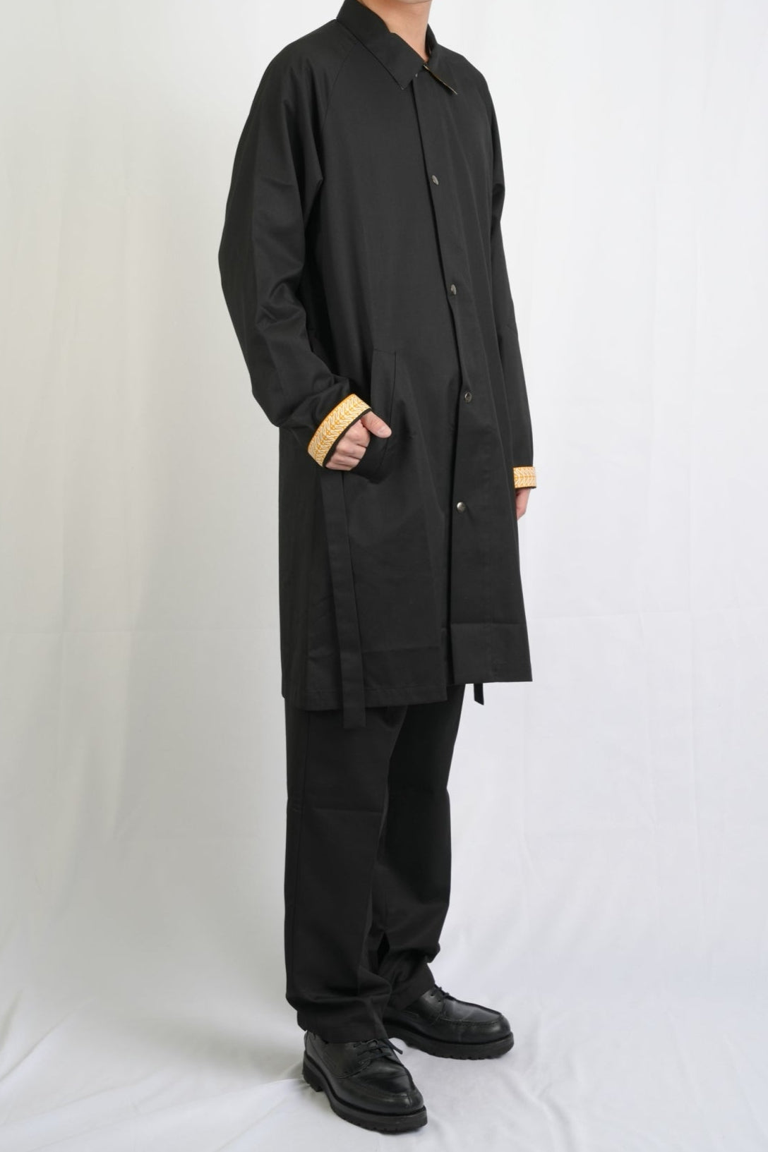 ワンポイントカフ ロングシャツコート