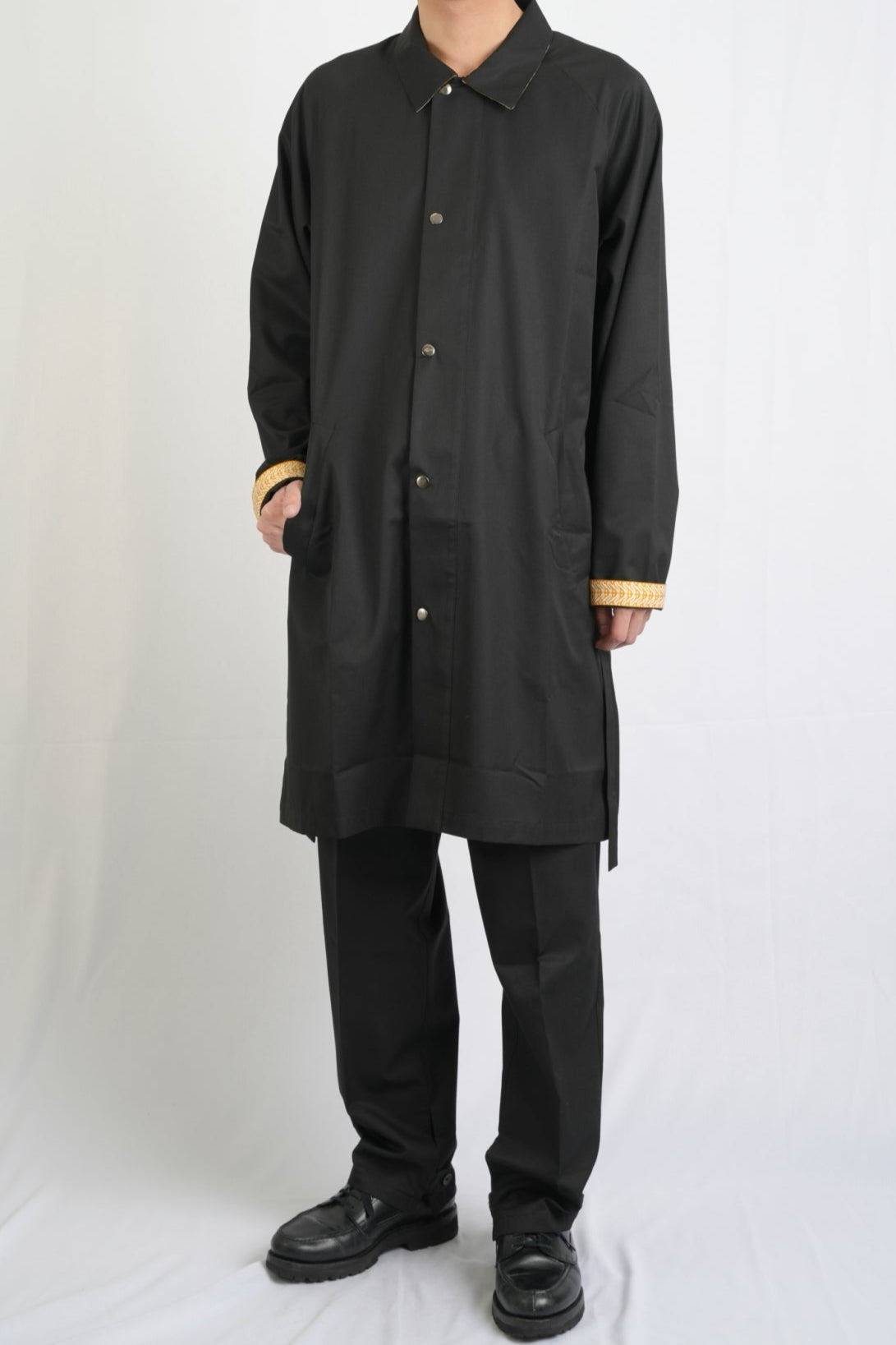 ワンポイントカフ ロングシャツコート