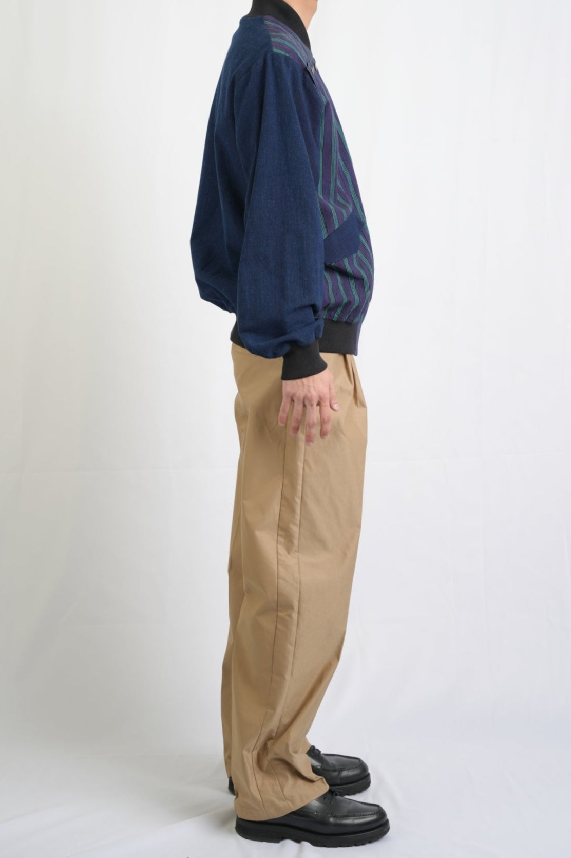 ストライプ切替 ボンバージャケット