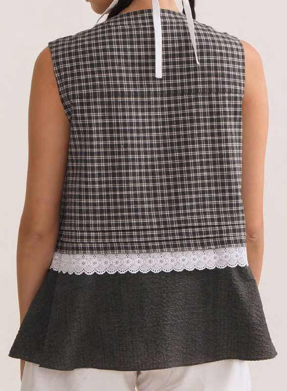 Bela Checked Grey Top