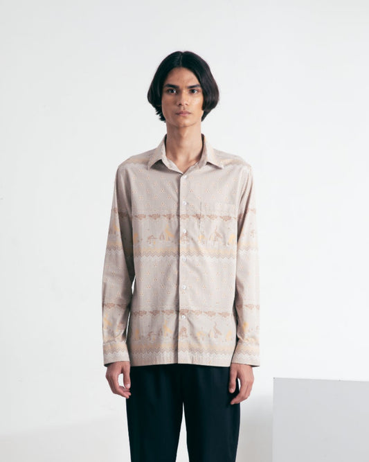 バティック柄ロングシャツ